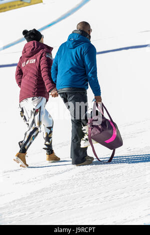 Cortina d'Ampezzo, Italia 29 gennaio 2017. Lindsey Vonn di USA e il suo fidanzato Kenan Smith durante la Audi FIS Coppa del Mondo di Sci Alpino Femminile Super-G i Foto Stock