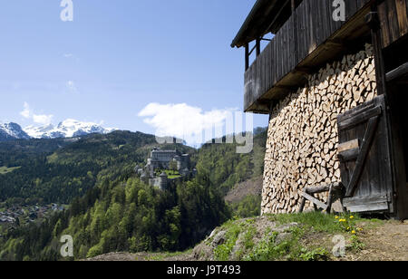 Austria,gettando,fortezza alta gettando,Hagengebirge,castello,l'altezza,castello castello fortezza,,alp,acciaierie,capanna in legno,mountain, alto livello di re, Foto Stock