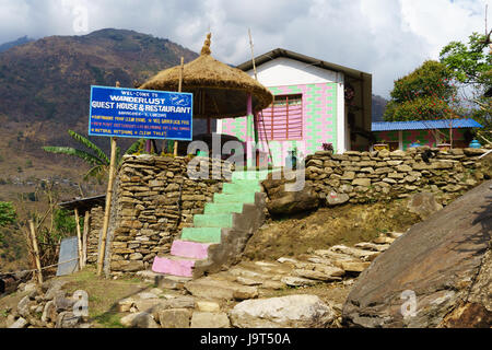Wanderlust guesthouse, bahundanda, lamjung distretto, Nepal. Foto Stock