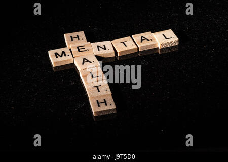 Piastrelle Scrabble ortografia Salute mentale Foto Stock