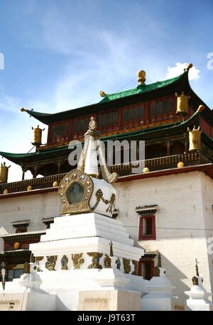 Il monastero Gandantegchinlen è un stile tibetano monastero buddista nella capitale mongola di Ulaanbaatar, in Mongolia Foto Stock