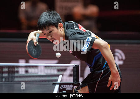 Tomokazu Harimoto (JPN), 02 giugno 2017, mondo ITTF Ping Pong Champioship in Messe Dusseldorf, Germania, Europa (foto di Enrico Calderoni/AFLO SPORT) [0391] Foto Stock