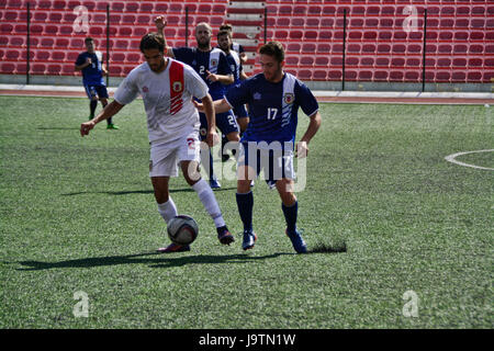 Gibralter. 03 Giugno, 2017. La Gibilterra la squadra nazionale ha giocato contro un sotto 21 team nazionali in preparazione delle prossime partite internazionali per entrambi i lati. La partita si è svolta presso il Victoria Stadium di Gibilterra prima della loro partenza per Faro, Portogallo la prossima settimana per giocare a Cipro. Il Sotto 21s play Austria Credito: Stephen Ignacio/Alamy Live News Foto Stock