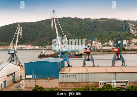 Porto di merci, Ferrol, La Coruna provincia, regione della Galizia, Spagna, Europa Foto Stock