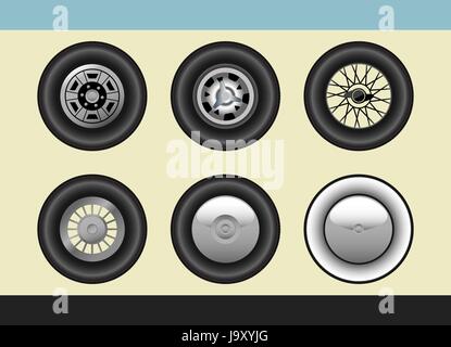 Set di vettore di retro ruote vettura Illustrazione Vettoriale