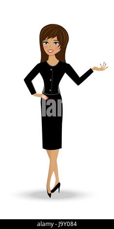 Bella donna slanciata in business suit su sfondo bianco, illustrazione vettoriale Illustrazione Vettoriale