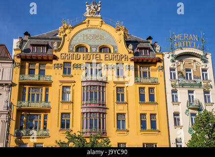 Grand Old Hotel sulla Piazza Venceslao a Praga, Repubblica Ceca Foto Stock