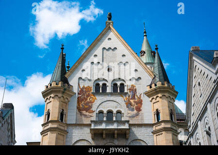 Il Castello di Neuschwanstein. Xix secolo Revival Romanico Palace nel sud-ovest della Baviera, Germania. Foto Stock