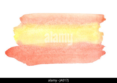 Colore giallo-arancio acquerello macchia. Lo spazio per il tuo testo Foto Stock