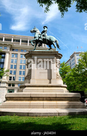 Statua del generale Winfield Scott Hancock sul cavallo, Washington DC, Stati Uniti d'America Foto Stock