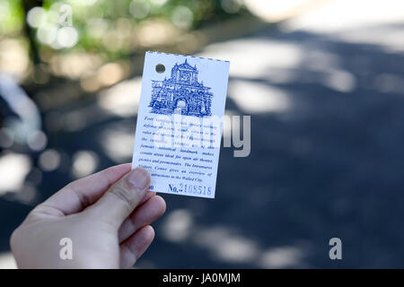 OCT 29, 2016 ticket tour di Fort Santiago di Intramuros distretto di Metro Manila, Filippine Foto Stock