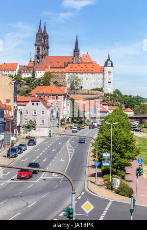 Albrechtsburg Meißen, il castello di Albrechtsburg Meissen, in Sassonia, Germania, Europa Foto Stock