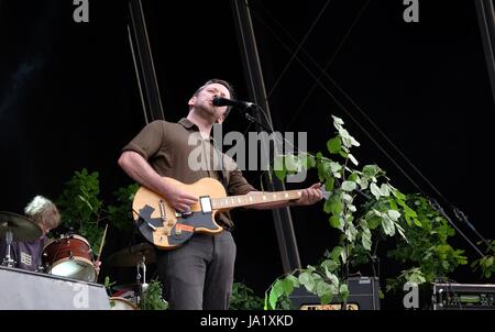 Jan Scott Wilkinson cantante con British Sea Power aka BSP a Southampton gente comune festival, 28 maggio 2017 Foto Stock