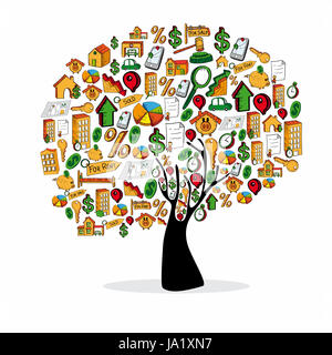 Casa, costruendo, office, isolato, grafico, modello, design, progetto concetto, Foto Stock