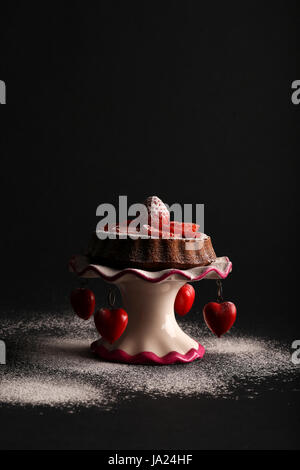 Vetro, calice, tumbler, cibo, aliment, tè, dolci, marrone, marrone, brunette, Foto Stock