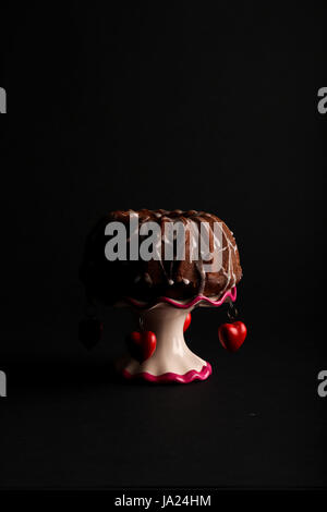 Vetro, calice, tumbler, cibo, aliment, tè, dolci, marrone, marrone, brunette, Foto Stock