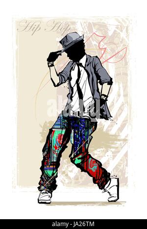 Hip hop ballerina sullo sfondo grunge - illustrazione vettoriale Illustrazione Vettoriale