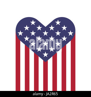 Bandiera degli Stati Uniti cuori forma illustrazione vettoriale per giorno di indipendenza, Memorial Day o altri Foto Stock