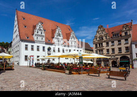 Meissen Markt Square ad Altstadt, Municipio Meissen città vecchia Germania Sassonia Foto Stock