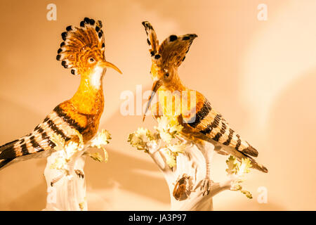 Porcellana di Meissen figura, Upupa uccelli Museum, Meissen, in Sassonia, Germania, Europa Foto Stock