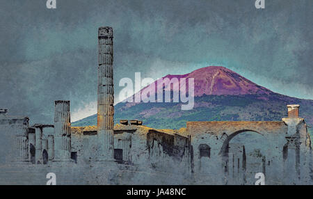 Il famoso sito di antiquariato di Pompei, vicino a Napoli. Foto Stock