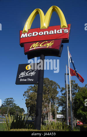 Redcliffe, Australia: McDonalds McCafe segni Foto Stock