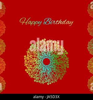 Saluto rosso modello scheda di buon compleanno Illustrazione Vettoriale