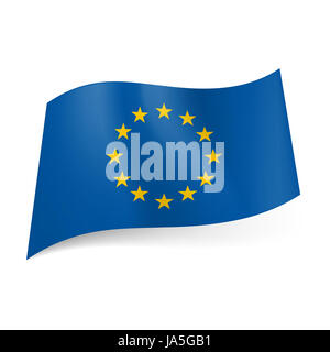 Bandiera dell'Europa: cerchio di dodici stelle dorate su sfondo blu. Il simbolo dell'unità. Foto Stock