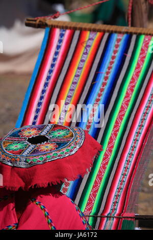 Donna, tessere, moquette, artigianato, compiti, tessitori, tessuto, lavoro, lavoro, lavoro, Foto Stock