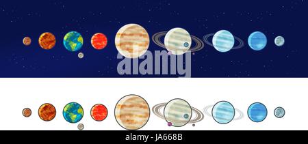 Infografica vettoriale del pianeta del sistema solare. Pianeti e stelle  della galassia spaziale. Oggetti cosmici, astronomia scienza educazione infografica  Sole, Mercurio Venere o Terra, Marte o Giove, Saturno, Urano o Nettuno  Immagine