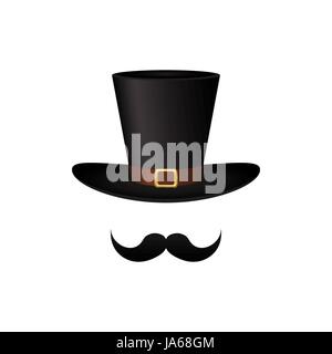 I baffi e il cappello cilindro. Illustrazione Vettoriale