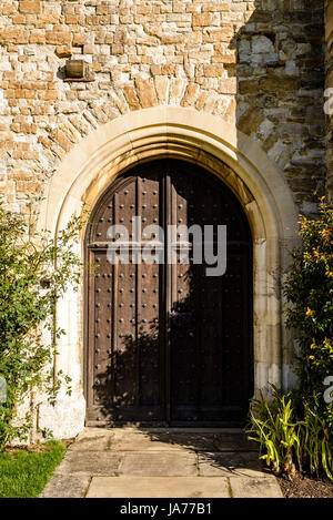 Porta ad arco di grande Hall, Eltham Palace a Londra, Inghilterra Foto Stock