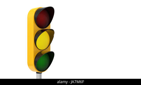 3d illustrazione del semaforo. isolato su bianco. Foto Stock