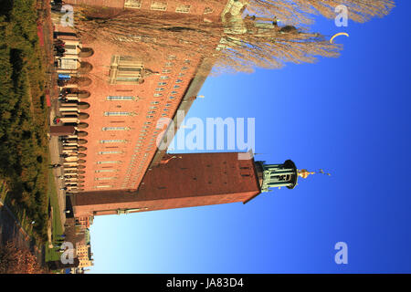 Hall, blu, tower, città, monumento, cultura, famosa statua, scultura, Foto Stock