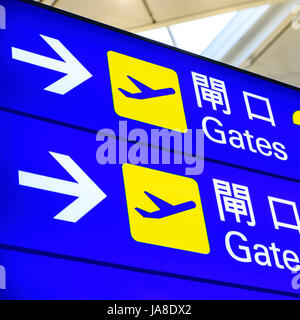 Aeroporto di segno cancelli lightbox Foto Stock