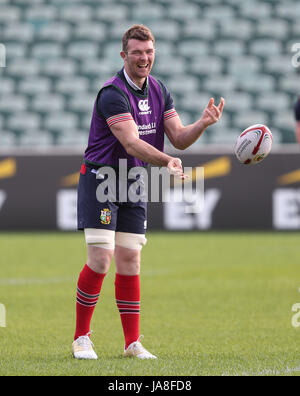 I Lions britannici e irlandesi Peter o'Mahony durante la sessione di formazione allo stadio QBE di Auckland. Foto Stock