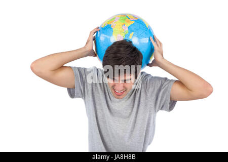 L'uomo soffre a causa di un globo sulla sua schiena Foto Stock