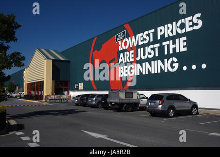 Rothwell, Redcliffe, Australia: Bunnings magazzino segnaletica hardware sulla costruzione Foto Stock