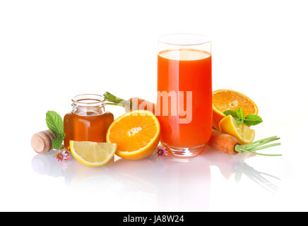 Still Life, vetro, calice, tumbler, arancio, cibo, aliment, salute, bere, Foto Stock