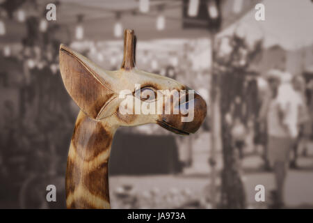 Statua, giraffe, legno, bella beauteously, Nizza, arte, colori, animale, Foto Stock