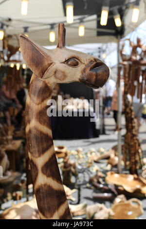 Statua, giraffe, legno, bella beauteously, Nizza, arte, colori, animale, Foto Stock