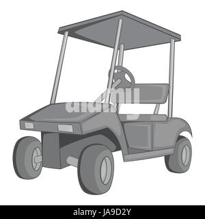 Golf Car Icona, grigio in stile monocromatico Illustrazione Vettoriale