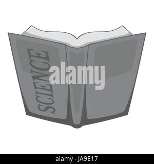 Aprire l'istruzione icona a forma di libro, grigio in stile monocromatico Illustrazione Vettoriale