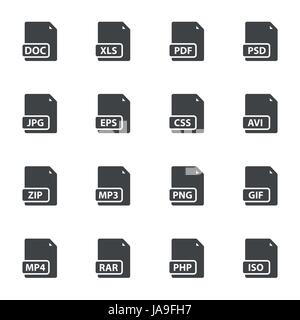 Vector nero tipo file set di icone Illustrazione Vettoriale