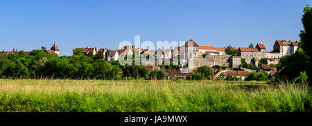 Francia, Haute Saône, Pesmes, etichettati Les Plus Beaux Villages de France (i più bei villaggi di Francia), Vista panoramica Foto Stock