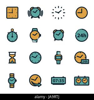 Vettore tempo piatto set di icone Illustrazione Vettoriale