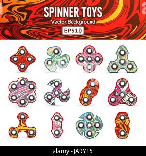 Mano Spinner giocattolo. Agitano: Toy per aumentare la messa a fuoco, per alleviare lo stress. Giocattoli popolari Illustrazione Vettoriale