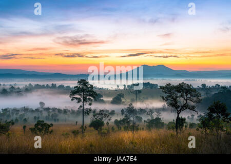 Majestic sunset in the mountains landscape Foto Stock