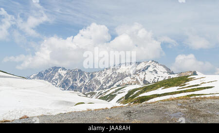 Montagna di neve in Giappone Alpi tateyama kurobe route alpino Foto Stock