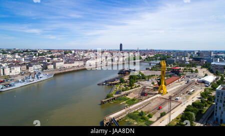 Foto aerea di Nantes centro città in Loire Atlantique, Francia Foto Stock